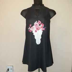 (SOLD) Plus Size Bull Skull and Flowers Dress